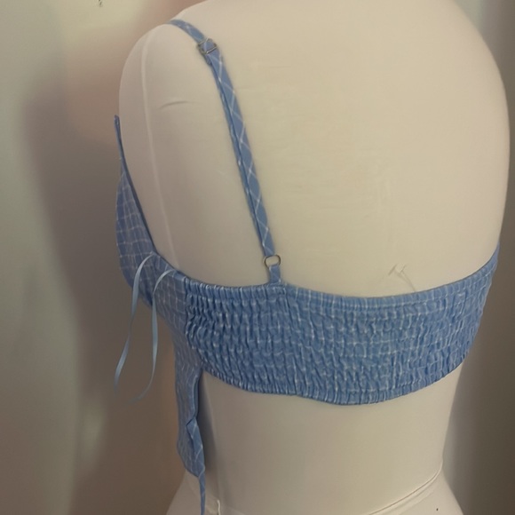 Blue And White Grid Pattern Crop Top Size Small Ron Jon Surf Shop - Picture 5 of 6